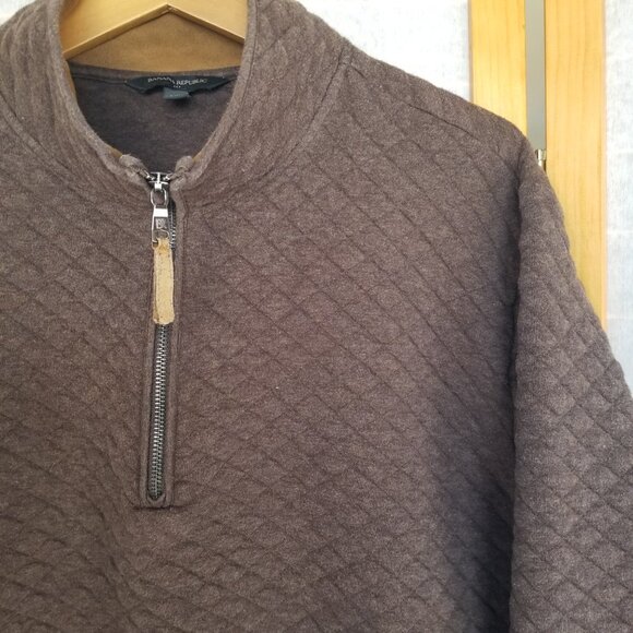 Banana Republic Quilted Pullover Sweatshirt Brown Half Zip Size XL - Picture 2 of 9